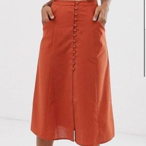 Terracotta Linen MIDI Skirt